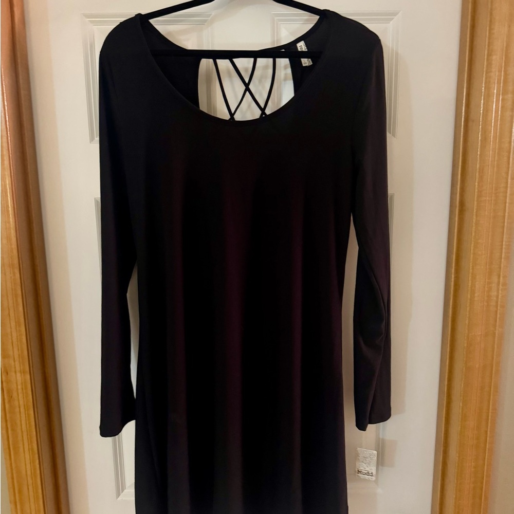 Black Long Sleeve Dress with Scoop Neck